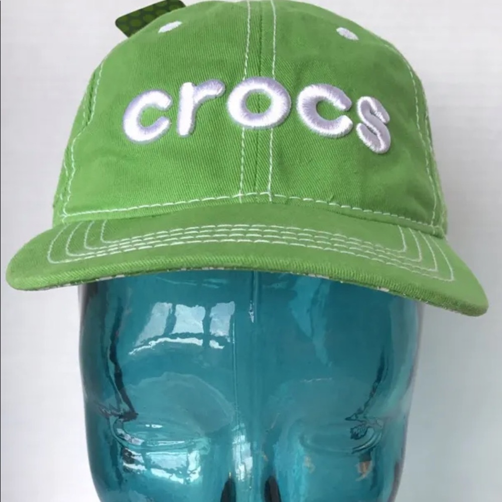 New Crocs Kid Truckers Cap Green Embroidered Logo Unisex Cotton 5-7 Years Old